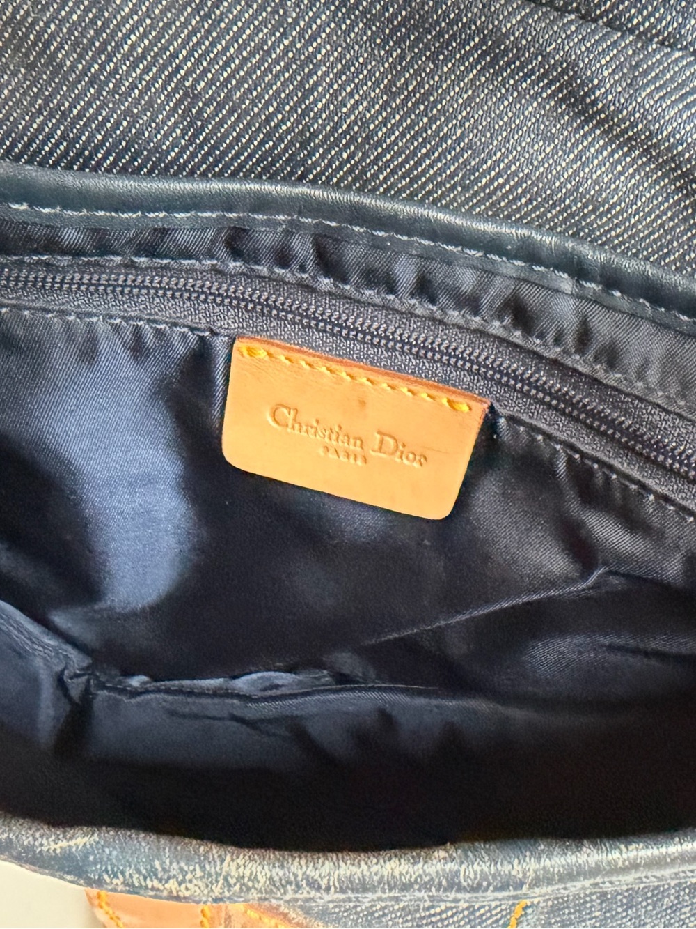 Vintage Dior Saddle Denim Leather Trim Shoulder Bag - Picture 8 of 12